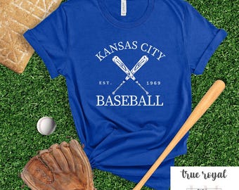 Kansas City Baseball T-shirt, Kansas City baseball Coquette shirt, Kansas City Shirt, Royal Blue White Baseball Tee, KC Baseball T-shirt
