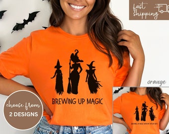 Halloween Witch Sweatshirt, Fall Shirt, Brewing Up Magic Witch Shirt, Halloween Funny Shirt, Witch Sisters Halloween, Witches Broom Tee, BFF