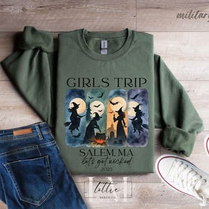 Girls Halloween Sweatshirt, Girls Trip Salem Sweater, Vintage Halloween Shirt Retro, Halloween Witch Shirt, Salem Massachusetts, Trend Witch