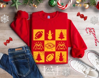 Vintage Chiefs Christmas Kansas City Football Sweatshirt, Gift for KC Football Fan, Christmas Day Football Sweatshirt for Men Women, Xmas KC