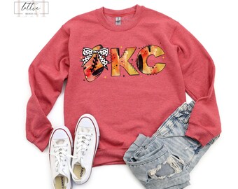 Retro Style Kansas City Football Sweatshirt, Kansas City Red Kingdom, Gift for Mom, Sunday Funday Sports Sweatshirt, KC Game Day Crewneck