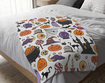 Halloween Blanket, Pumpkin Halloween Ghost Blanket For Fall Decor, Halloween Baby Blanket, Autumn Blanket, Halloween Movie Watching Blanket