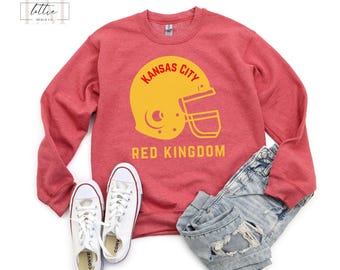 Kansas City Football Sweatshirt, Kansas City Red Kingdom, Gift for Mom, Sunday Funday Sports Sweatshirt, KC Game Day Crewneck Sweatshirt