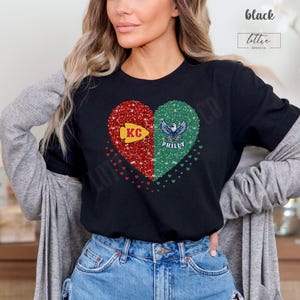 Kansas City Philly Big Game T-shirt, Faux Glitter Birds KC Football Sweatshirt, Kansas City Football T-shirt, Philly Football Shirt Her