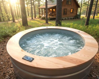 Unique rustic commercial grade stock tank hot tub farm style cabin woods