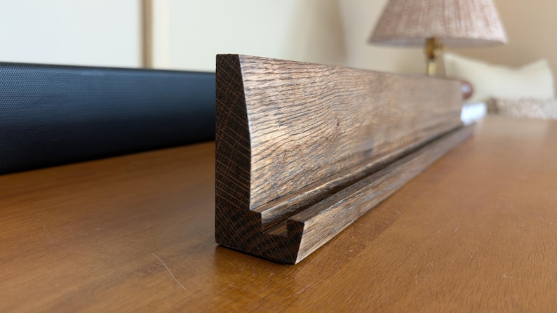 Oak board card stand with espresso stain