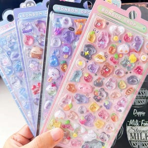 3D bonbon drop seal sticker cute animal character | embossed stickers | cute deco resin