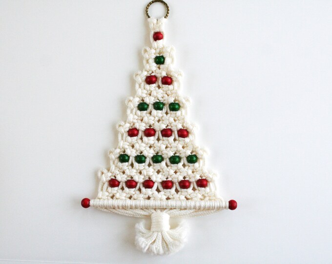 Vintage White Macrame Christmas Tree Wall Hanging - Etsy