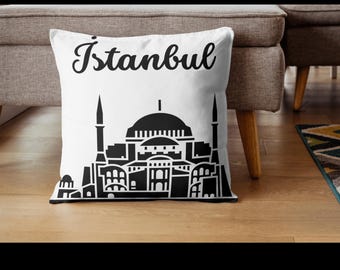 Arte digital de Santa Sofía - Decoración minimalista de pared en negro y dorado - Póster de Estambul - Arte imprimible