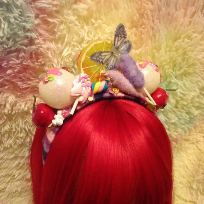 Candy Queen Wig Adult Lilac Heart Headband Katy Perry Costume Accessory