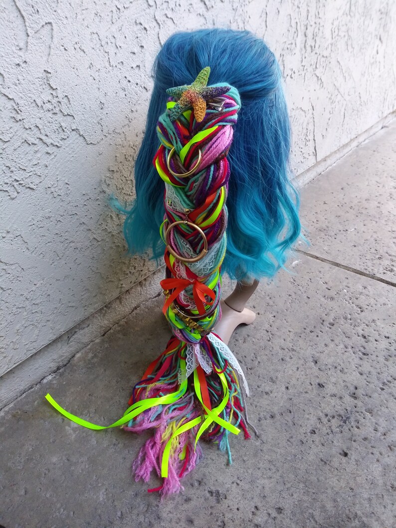 Mermaid Princess Yarn Braid Colorful Yarn Ponytail Princess Etsy
