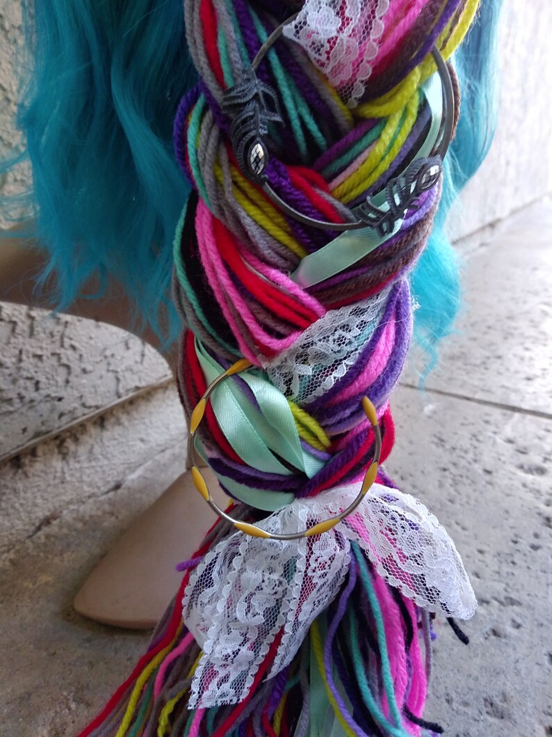 Mermaid Princess Yarn Braid Colorful Yarn Ponytail Princess Etsy