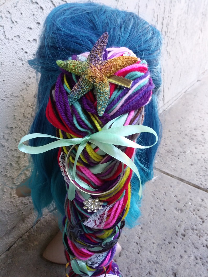 Mermaid Princess Yarn Braid Colorful Yarn Ponytail Princess Etsy