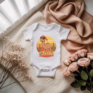 Mono divertido de camello para bebé, mono de animal del desierto, traje bohemio occidental para bebé, regalo único para baby shower, ropa genial para bebé