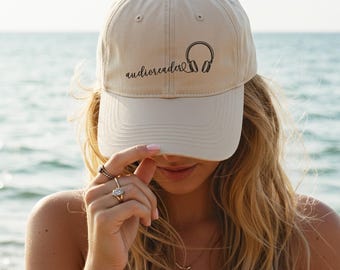 Audioreader Classic Dad Cap embroidered hat book club reading bookish reading hats book club merch book lover reader gift
