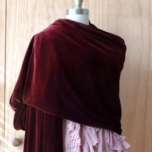 Deep Burgundy Long plush velvet  Ship in 2 Days shawl/many size options/ weddings/made of honor shawl/handmade by cheryldine