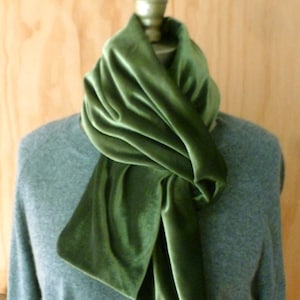 Olive velvet scarf/unisex/ 80x9 long/Free shipping in U.S./