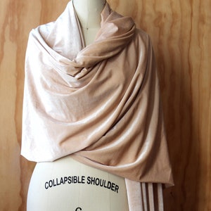 Champagne bubbly pale pink very long velvet shawl/92 x28" Fabric double sided/wedding shawl/Next day shipping by Cheryl Johnston