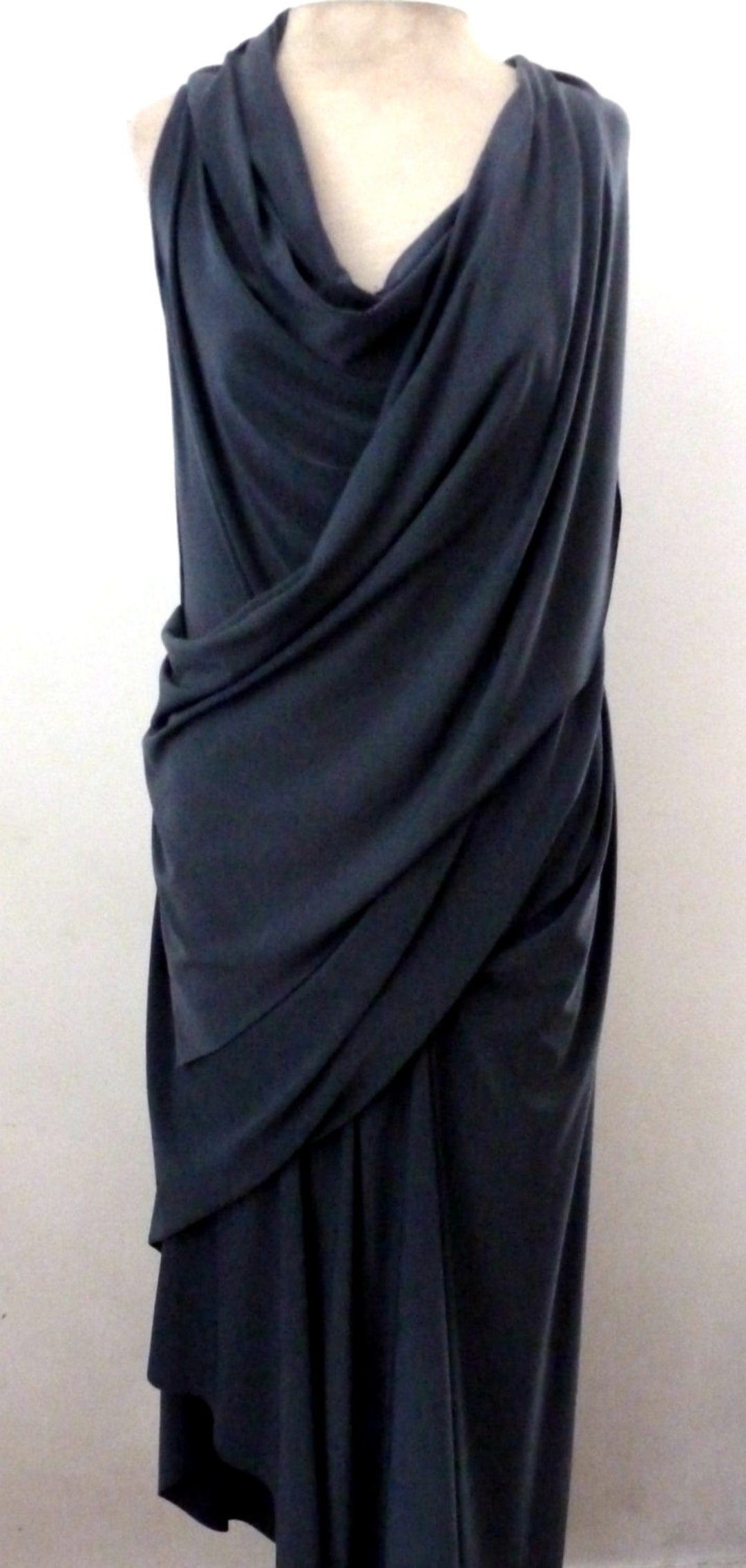 Gray Sleeveless Drape Dress With Cowl Neck - Etsy