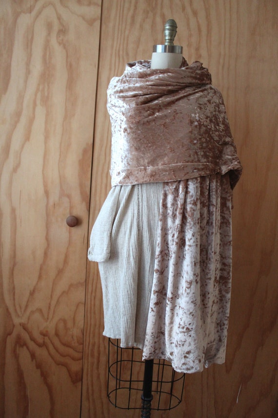 Oatmeal nude color crush velvet scarf/shawl/ship in days/Free Shipping