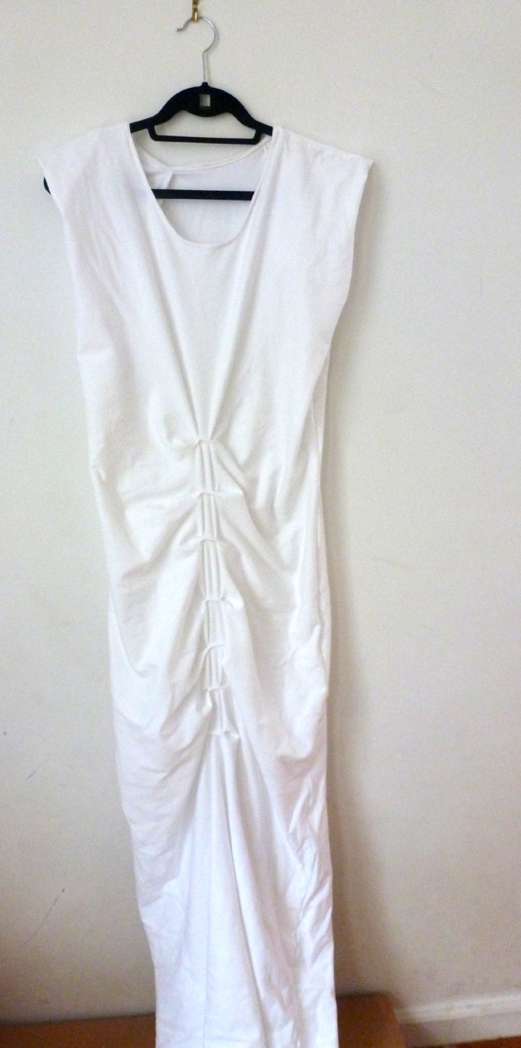 White Cotton Spandex Drape Chic Wedding Dress by Cheryl | Etsy