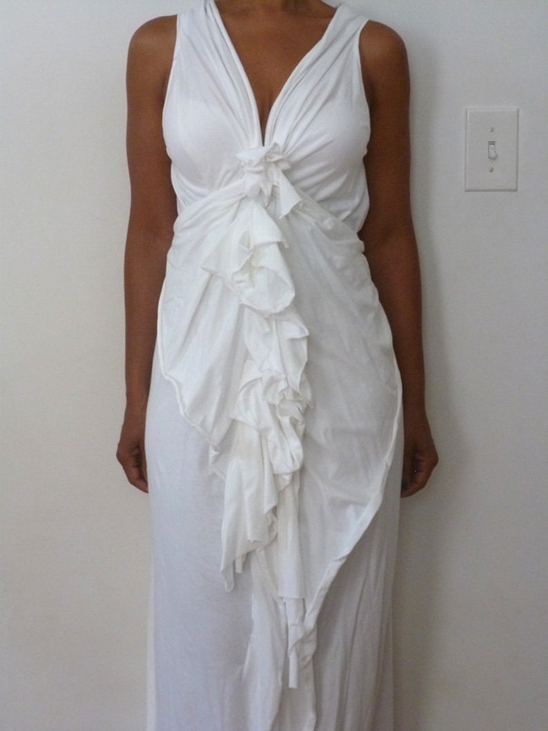 Mustard cotton lycra dress with one shoulder/layered dress/Designed by Cheryl Johnston/organic style wedding dress/maid of honor dress image 4