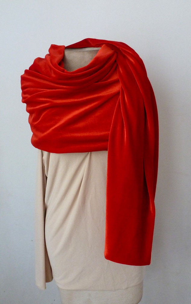 Red velvet scarf by Cheryl Johnston | Etsy