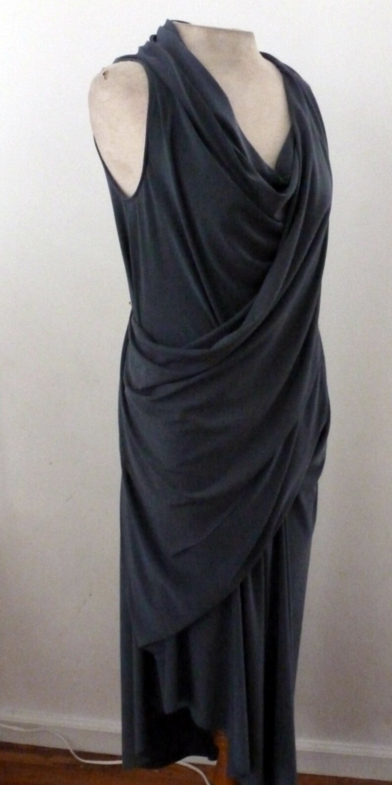 Gray Sleeveless Drape Dress With Cowl Neck | Etsy