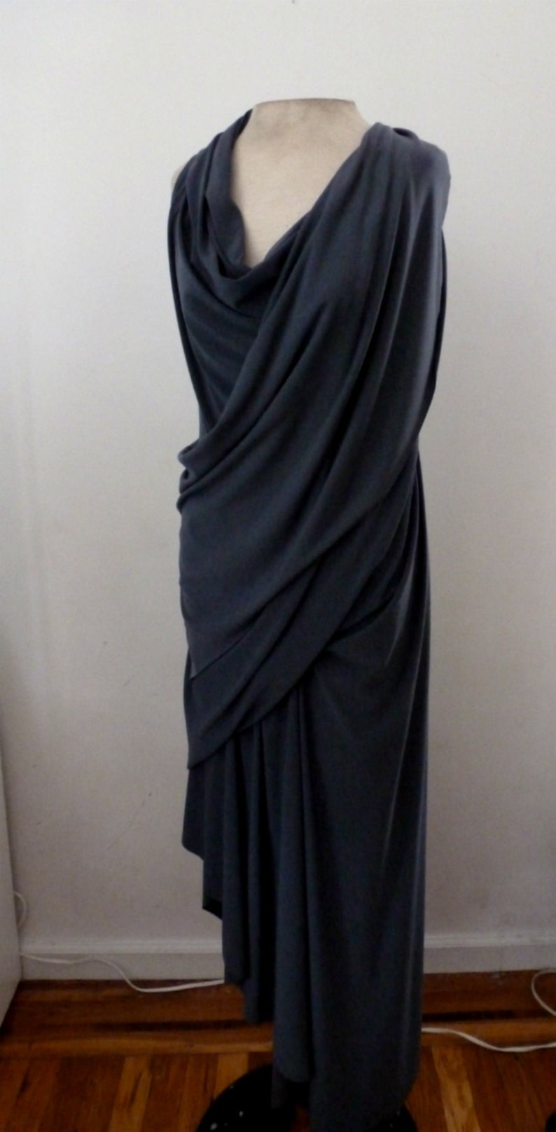 Gray Sleeveless Drape Dress With Cowl Neck | Etsy