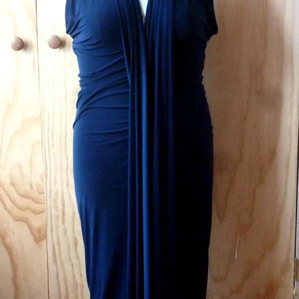 Navy color long jersey dress/racer back/fabric is doubled for support/elegant chic dress/ weddings etc/