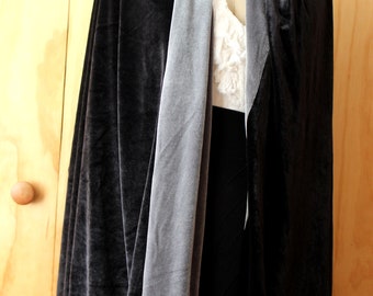 Tweekleurige fluwelen omslagdoek: zwart en grijs, lange luxe omslagdoek (95 x 28 inch)