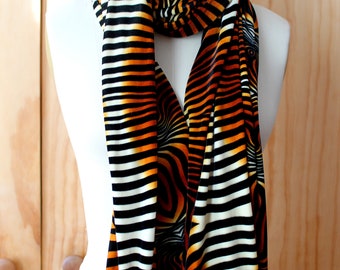Zebra design Velvet scarf/ 2 sizes 70x14 and 60x28