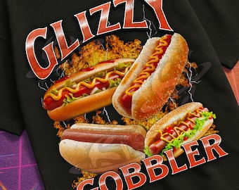 Maglietta grafica contraffatta con meme di hotdog divertente Glizzy Gobbler, maglietta Unhinged, maglietta Cursed, maglietta Oddly Specific, maglietta regalo Gen Z, Wiener