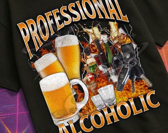 Profesjonalna koszulka z zabawnym alkoholowym memem o alkoholiku, koszulka z nieczytelną grafiką, koszulka z niespokojnym umysłem, koszulka z przekleństwem, koszulka z obraźliwym motywem, prezent dla generacji Z, koszulka z piwem
