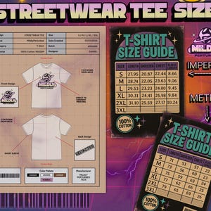 Może przedstawiać: Przewodnik po rozmiarach koszulek streetwear z białym wzorem koszulki. Przewodnik zawiera wymiary w calach dla rozmiar&oacute;w imperialnych i w centymetrach dla rozmiar&oacute;w metrycznych. Marka to Mildly Perturbed, a materiał to 100% bawełny.