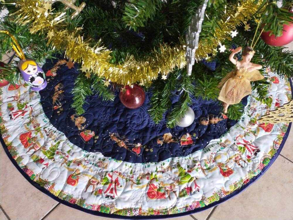 Christmas Tree Skirt Blue Quilted Tree Skirt 3 sizes Etsy