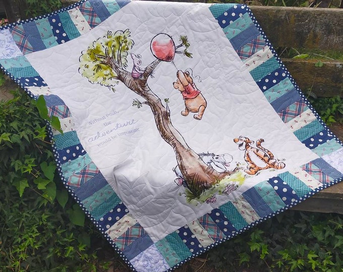 Blue Baby Quilt Pooh Quilt Handmade Baby Blanket Etsy