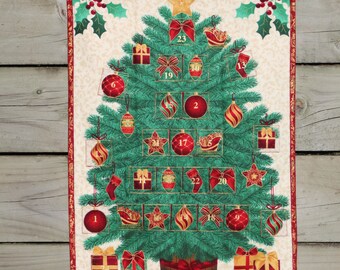 Advent Calendar Traditional Christmas Tree Wallhanging, Holiday Decor, Christmas Decoration
