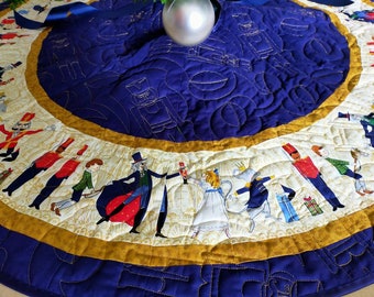 Nutcracker Christmas Tree Skirt Blue Gold Quilted Tree Skirt 3 Sizes Etsy
