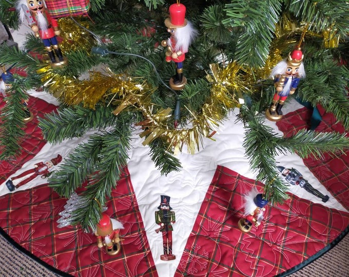 Nutcracker Christmas Tree Skirt Red and Green Plaid Etsy