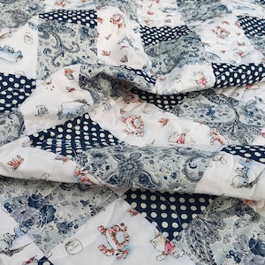 Blue Baby Quilt, Pooh Quilt, Handmade Baby Blanket Personalized quilt