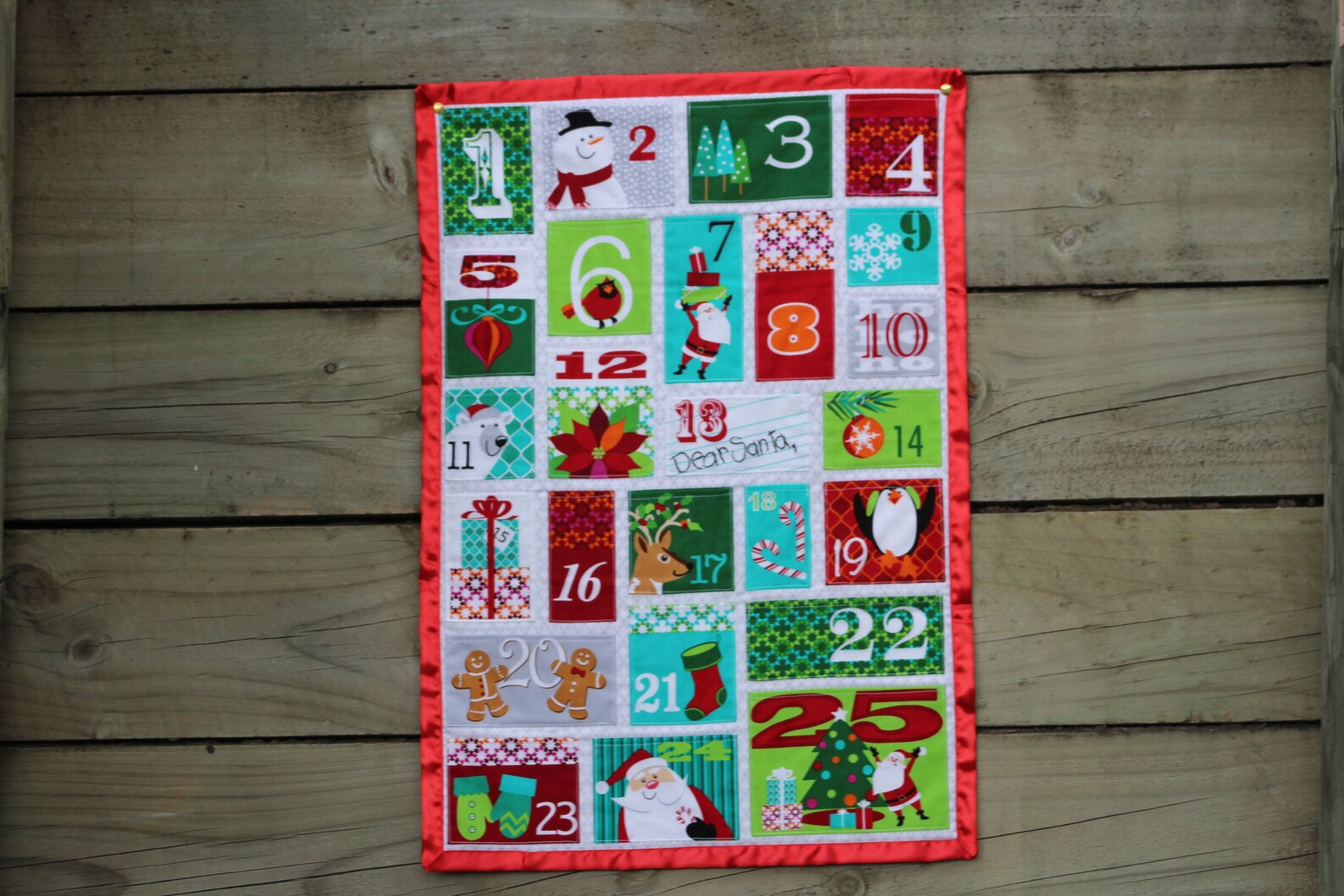 Advent Calendar Dear Santa Christmas Wall Hanging Holiday Etsy