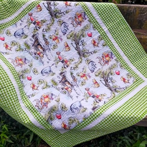Baby Quilt, Classic  Pooh, Tigger, Eeyore, Piglet and Roo, Gender Neutral, Nursery Decor, Crib Bedding,