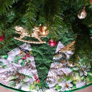 Gewatteerde kerstboomrok, bos, hulst, landelijke kerstboomrok.