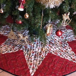 Notenkraker kerstboomrok, Schotse ruit, geruit, roodgroen goud