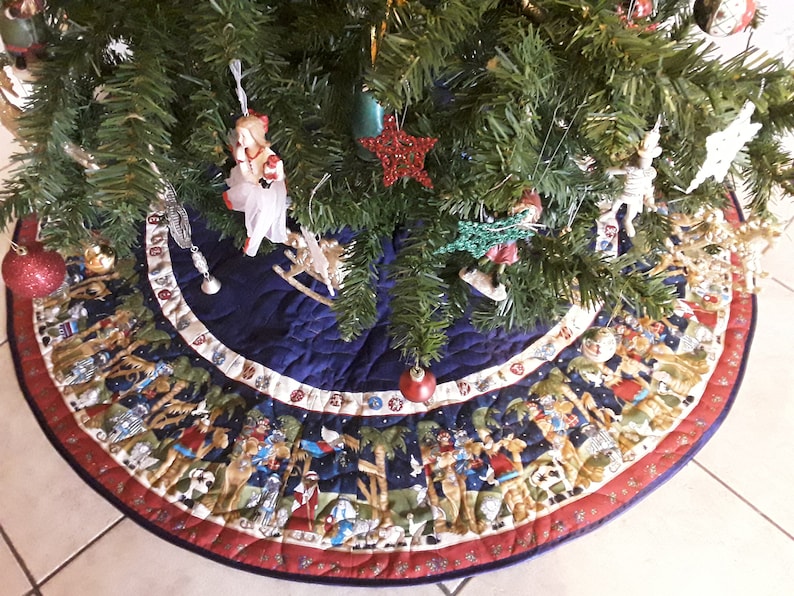 Nativity Quilted Christmas Tree Skirt Christmas Decor 3 Etsy