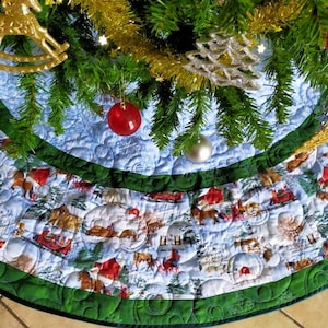 Extra Large Christmas Tree Skirt,Quilted, Personalized option, 72 inches wide