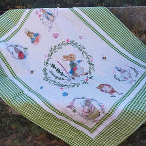 Peter Rabbit Baby Quilt, Beatrix Potter Nursery Bedding, Gender Neutral