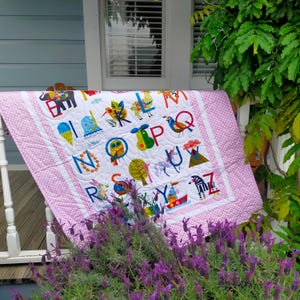 Baby Girl Quilt, ABC Quilt, Personalized option