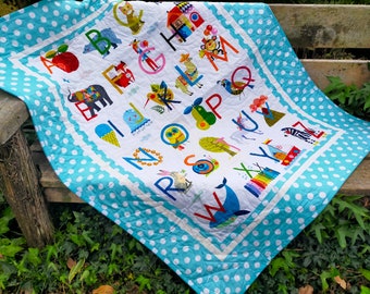 Baby Boy Quilt, ABC Quilt, Personalized option